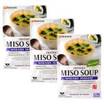 Hanamaruki Instant Miso Soup Vegan Gluten Free Wakame Seaweed 3 Servings 54.9g, Pack of 3