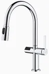 Lefton Touchless Pull-Out Kitchen Faucet, Hands Free Motion Sensor Activated, Battery-Free Temperature Display, Chrome, KF2206-1