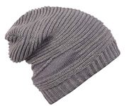 FabSeasons Unisex Acrylic Woolen Slouchy Beanie for Winters with faux fur on The inner side for protection from cold Grey