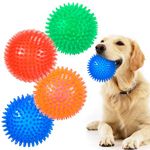 HEQU 4 Pack 4.5” Squeaky Dog Toy Ball, Extra Large Dog Spiky Balls, Heavy Duty Dog Chew Toy Balls for Large Medium Dogs Chewing, Aggressive Chewers Spiky Ball Big Outdoor Chew Dogs Toys