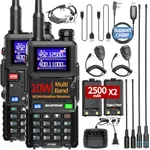 BAOFENG 5RM Ham Radio 10W Long Range Handheld NOAA Weather Receiver 2500mAh Battery Rechargeable Walkie Talkies with Programming Cable,Speaker Mic,Type-C Charging,2 Pack