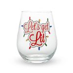 Your Dream Party Shop Let's Get Lit Christmas Wine Glasses, 22 Oz Stemless Wine Glasses, Funny Wine Glass, Holiday Wine Glasses, Christmas Cocktail Glasses, Christmas Drinkware