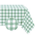 Romanstile table cloth white and Green Gingham square Party PVC wipe clean and waterproof Tablecloth,Table cloths plastic,Oilcloth,Birthday,Outdoor,restaurant,Picnic,Summer,Spring,Camping,137x137cm