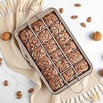 Antetek A-XINTONG Brownie Pan, Non-Stick Brownie Baking Pan with Built-In Dividers, Brownie Tray, 18 Pre-slice Brownie Baking Tray, Chocolates Candies, Cakes, Muffin and Cupcake Pan for Oven Baking