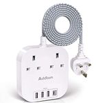 Extension Lead, Power Strips with 2 Way Outlets 4 (4.5A, 1 Type C and 3 USB-A Port) Surge Protection Plug Extension Socket with 1. 8 M Braided cord for Home Office