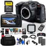 Blackmagic Design Pocket Cinema Camera 6K Pro (EF Mount) (CINECAMPOCHDEF06P) + 128GB Tough Card + Corel Photo Software + NPF550 Battery + Case + LED Light + Cleaning Set + HDMI Cable + More