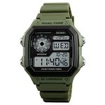 SKMEI Men's Digital Sports Waterproof Wrist Watch with Dual Time Chronograph Countdown Alarm Backlight, Green, Chronograph,Digital