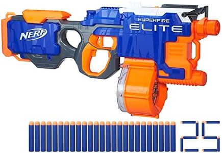 Nerf HyperFire Motorized Elite Blaster, 25-Dart Drum, Fires Up to 5 Darts Per Second, Includes 25 Official Elite Darts (Amazon Exclusive)