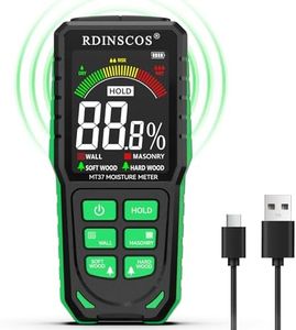 Pinless Moisture Meters Non-Invasive Digital Wood Moisture Tester Water Leak Detector for Wall,Lumber, building,Firewood,Humidity Tester (Green Black)