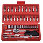 Wolblix 46 In 1 Pcs Tool Kit & Screwdriver and Socket Set,Hand Tool Kit Wrench Set Multi Purpose Combination Tool Case Precision Socket Set,Bike Tool Kit Set All Bike, Car Tool Kit Set