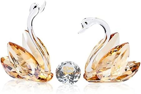 YWHL 50th Wedding Anniversary Swan Gifts for Parents, 50 Years Anniversary for Couple, Crystal Figurine Decoration with 50 Years of Love Diamond, Valentines Day Present Romantic Gifts Birthday Gift