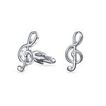 Music Teacher Musician G Clef Treble Music Note Shirt Cufflinks for Men for Women Silver Tone Stainless Steel Hinge Bullet Back