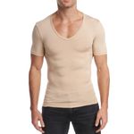 Stanfield's Men's Invisible Deep V-Neck T-Shirt, Large, Beige