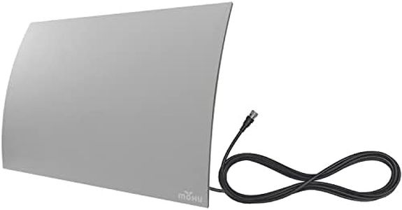 Mohu Gateway Indoor TV Antenna, Modern Curve Design, 40-Mile Range, UHF VHF, Multi-Directional, 4K UHD, NEXTGEN TV - w/Base Stand, 10ft. Cable (Grey)