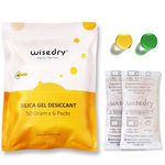 wisedry 50 Gram [6PACKS] Rechargeable Silica Gel Desiccant Packets Fast Reactivate Desiccant Bags Orange to Green indicating for Air Dryer Food Grade