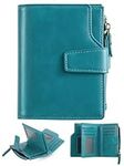 GSG Womens Purses Small Leather Wallets Bi-fold RFID Blocking Card Case Purse with Zipper Pocket Turquoise