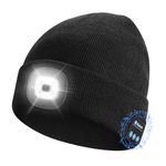 Etsfmoa Unisex Bluetooth Beanie Hat Light,4 LED USB Rechargeable Wireless Headphones Tech Caps,Gifts for Men Father Dad Husband Boyfriend Him Women Teen Boys (Black)