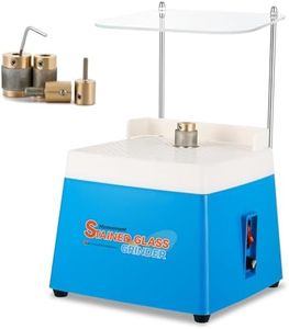 Mxmoonant Stained Glass Grinder with 5/8’’ & 1’’ Diamond Grinder Bits & Baffle, 4200r Mini DIY Grinding Tool Kit for Shaping Ceramic Glass (Blue)
