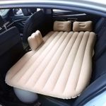 Vivatra Polyvinyl Chloride (Pvc) Multifunctional Inflatable Car Bed Mattress With Two Air Pillows Car Air Pump And Repair Kit Camping Picnic Pool & Beach Universal Fit (Beige)