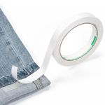 Hemming Tape for Pants, No Iron on Hemming Tape, Double Sided Fabric Carpet Tape, Heavy Duty Stitch Witchery Hem Tape for Clothing, Curtains, Fabric Arts, 0.6Inch X 66 FT