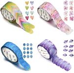 HASTHIP® 4 Roll Creative Flower Petal Washi Tape, Masking Tape Decorative Decals, DIY Petal Stickers for Scrapbooking, Diary, Bullet Journal, Planner, 200 Petals/Roll (Purple)