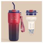 20 oz Insulated Stainless Steel Coffee Mug & Water Bottle with Tea Separation, Straw Lid, and Cup Holder - Keeps Drinks Hot or Cold for Hours. Perfect for Travel and Outdoor Activities!