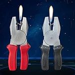 2(Pcs) Red Black Metal Cool Lighter,Jet Torch Flame Windproof Adjustable,Refillable Butane Lighters,Kitchen Outdoors BBQ Candles,(No Gas)