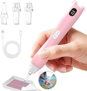 KOBAIBAN Electric Diamond Painting Pen with Light, Rechargeable Diamond Art Pens with Display Screen, 3 Suction Modes, Single & Triple Tips, Cat Ear Design Cordless Vacuum Pen for Adults DIY Crafts