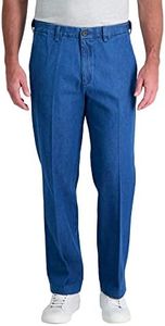 Haggar Denim plissé et Devant Plat pour Homme – Tailles Standard et Grandes et Grandes Tailles, Délavé Clair., 36 W/30 L
