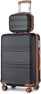 Kono Luggage Sets of 2 Piece Lightweight 20 inch ABS Hard Shell Travel Carry on Suitcase with TSA Lock + 12 inch Portable Hand Cabin Case (Black/Brown)