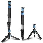 SIRUI P-325FL Camera Monopod, 66.9" Lightweight Carbon Fiber Photo Video Monopod, 5-Section Telescopic Monopod with Feet, Modular Design, Quick Deploy, Leg only