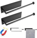 RedCall 2 Pack Magnetic Paper Towel Holder for Fridge,Black Kitchen Towel Holder for Refrigerator/BBQ Grills/Griddles Toolbox/RV,Powerful Magnetic Towel Bar,Kitchen Bathroom Organizers and Storage