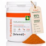 Nature Squared Turmeric Super [Blend] - Premium & Organic Turmeric (3933mg) Powder with 7 Active Ingredients - 330g(3 Month Supply) - Vegan - Non GMO - Gluten Free - GMP - Potent Antioxidant- UK Made