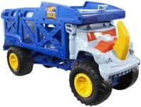 Hot Wheels Monster Trucks Toy Hauler, Oversized Truck Carries & Stores 12 1:64 Scale Monster Trucks or 32 Cars, Monster Mover Rhino