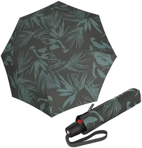 Knirps T.200 Medium Duomatic Automatic Open Close Rain Umbrella - Compact Windproof Umbrella for Rain - Travel Umbrella for Adults - 98cm Diameter Retractable Umbrella & Carrying Case, Botany Oliv
