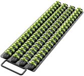 Olsa Tools Portable Socket Organizer Tray | Black Rails with Green Clips | Holds 80 Sockets | Professional Quality Socket Holder