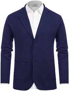 PJ PAUL JONES Mens Cardigan Sweaters with Buttons Knitted Sport Coats 2 Pockets Royal Blue S