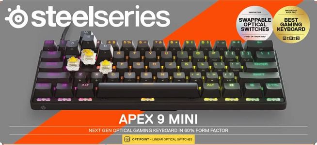 SteelSeries Apex 9 Mini Gaming Keyboard – Compact Mechanical