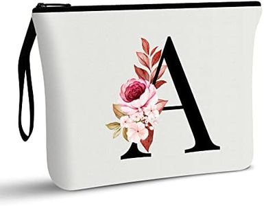 A-Z Personalized Makeup Bag,Birthday Gifts for Women Mom,Gifts for Best Friend,Bride Bridesmaid Cosmetic bag, A, ladys