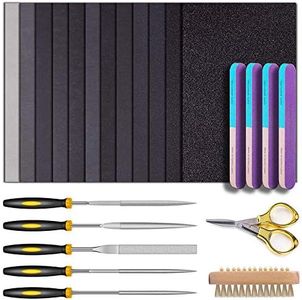 Resin Sanding and Polishing Kit,23 Pieces YASPIT Resin Casting Tools Set, Include Sand Papers,Resin File,Polishing Blocks,Scissors,Wooden Brush for Polishing Epoxy Resin Jewelry Making Supplies