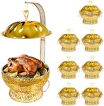 Chafing Dishes for Buffet 2/4/6/8 Pack, 8QT Round Stainless Steel Chafing Dish Set Food Pan with Lid, Gold Buffet Warmers Sets for Home, Gatherings, Birthday, Parties, Church Events (8, 8QT)