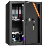 WASJOYE Safe Lock Box wite Keys, High Security Safety Box, 49L Steel Lock Safes for Home/Office, Cabinet Keys Safe Lock Box for Money Cash Jewelry Medicine Document, 45 * 35 * 31CM