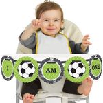 Big Dot of Happiness GOAAAL! - Soccer 1st Birthday - I Am One - First Birthday High Chair Banner