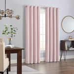 Eclipse Aurelia Velvet Room Darkening Grommet Noise Reduction Window Curtains (2 Panels), 52 in x 84 in, Blush