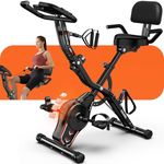 KALWOL Exercise Bike, 5-in-1 Foldable Stationary Bikes With 16-level Magnetic Resistance, Stationary Exercise Bicycles With 10DB Near-silent Indoor Cycling Equipment with 350LB Capacity, Comfortable Seat Backrest