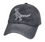 Waldeal Dinosaur Boys' Baseball Caps Embroidered Washed Dad Hat Kids Ballcap Black