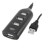 sourcingmap High Speed 4-Port USB 2.0 Hub Cable Adapter Black for PC Computer