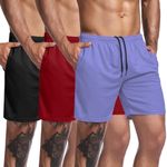 COOFANDY Men's Workout Running Shorts Lightweight Active 5 Inches Shorts 3 Pack Mesh Shorts with Pockets