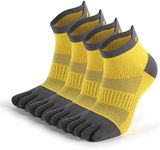 limide Men's Cotton Toe Socks Five Finger Socks Compression Crew No Show Athletic Socks for Running 4 Pairs(Size 7-11), Yellow, 7-11