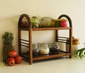 Wooden Street Arika Solid Wood Kitchen Rack, Multipurpose Wooden Storage Organizer, Grocery Rack (Teak Finish, 45X25X43 Cms, Diy, countertop)